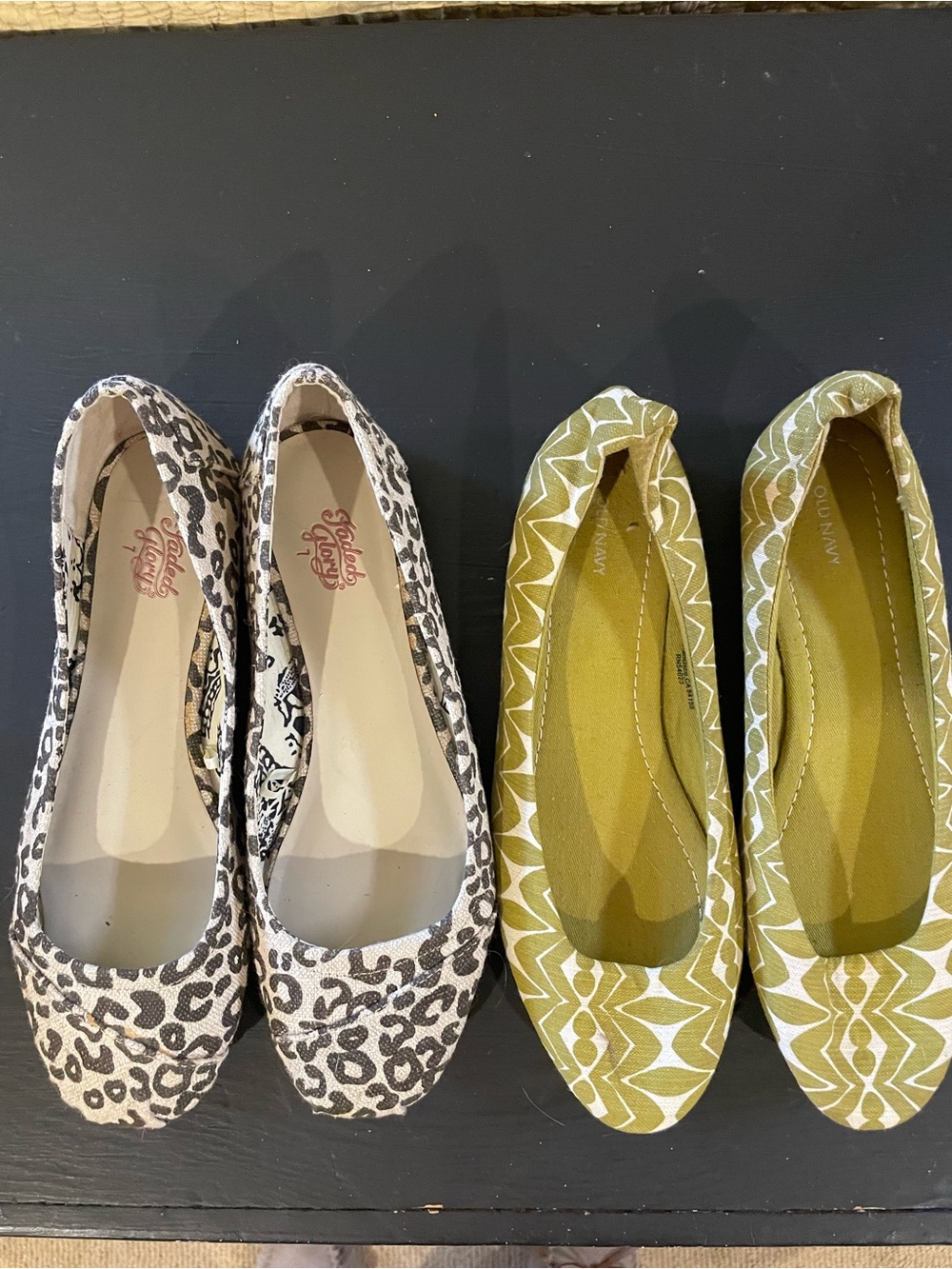 Leopard Print and Olive Pattern Women's Ballet Flats - Pair